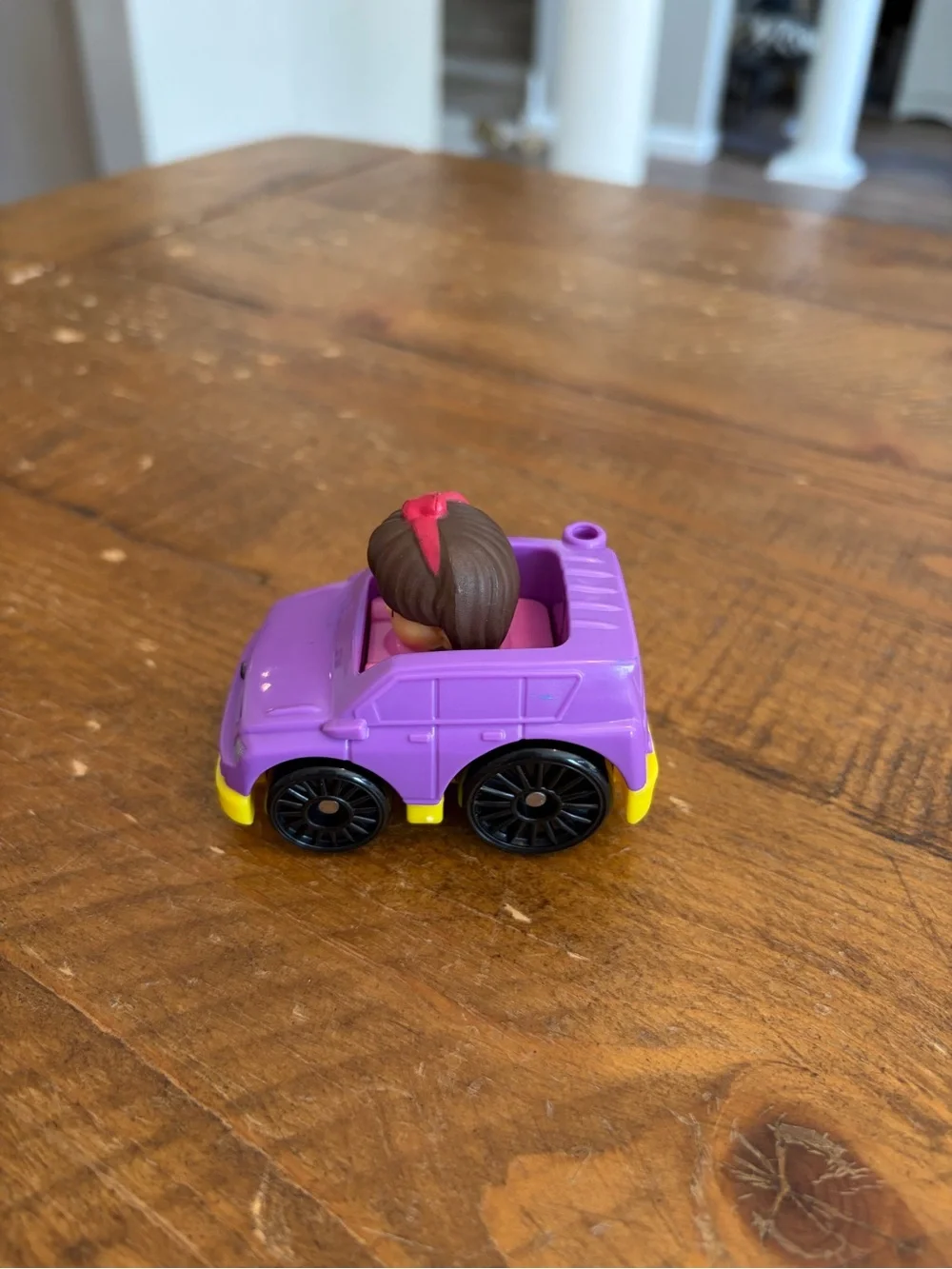 Fisher Price Little People Mia purple car wheelie as is